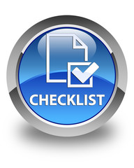 Checklist glossy blue round button