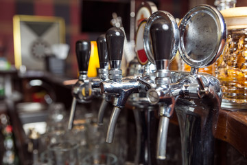 Fototapeta na wymiar Close-up of the beer pipes