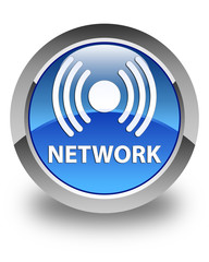 Network (signal icon) glossy blue round button
