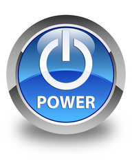 Power glossy blue round button