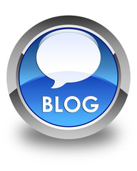 Blog (conversation icon) glossy blue round button