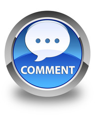 Comment (conversation icon) glossy blue round button