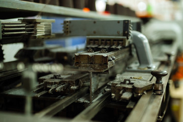 Old knitting machine in function