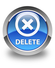 Fototapeta premium Delete glossy blue round button