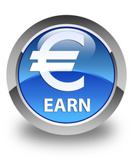 Earn (euro sign) glossy blue round button