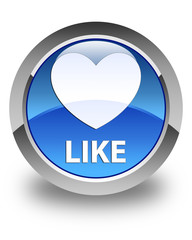 Like (heart icon) glossy blue round button