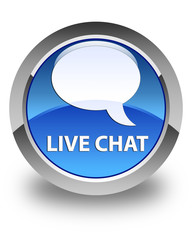 Live chat glossy blue round button