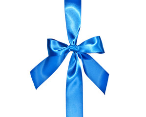 Blue celebratory bow with a blue tape