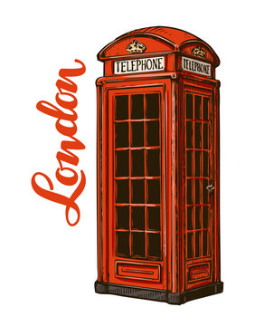 London red phone booth. Vector illustration isolated on white background