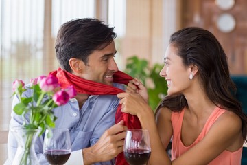 Couple having fun together in restaurant