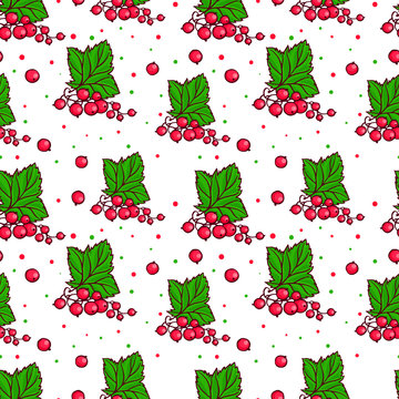 Seamless cute pattern made of pretty hand drawn red currants.
