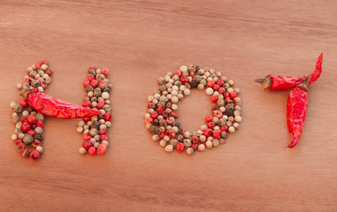Word Hot written with pepper
