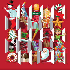 Countdown to Christmas Advent Calendar. Final day, day 1. EPS 10 vector.