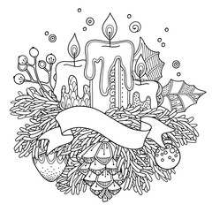 Christmas, New Year composition in doodle style