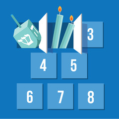 Hanukkah Countdown Advent Calendar. Day 2. EPS 10 vector..