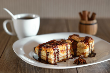 chocolate cake with black coffee