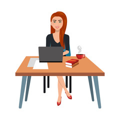 business person sitting in workplace vector illustration design