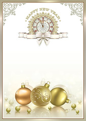 New Year's Eve.Gold frame with Christmas background