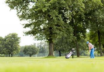 Golfer playing on beautiful golf course