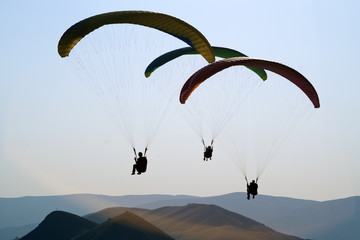 Flight on a paraglider.