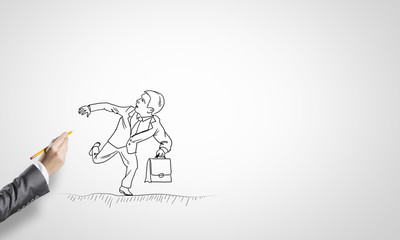 Sketch of running businessman