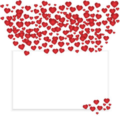 Card for Valentine's Day, Place for your text and Red hearts on white background. Vector