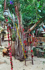 old courtyard decorated