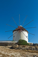 White windmill on the island of Mykonos, Cyclades, Greece