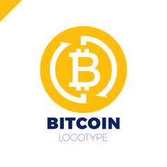 Bitcoin Exchange logo. Letter B in circle with two arrow logotype