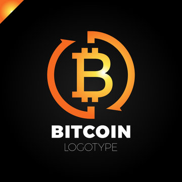 Bitcoin Exchange logo. Letter B in circle with two arrow logotype