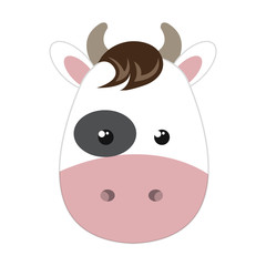 cute little cow animal character vector illustration design