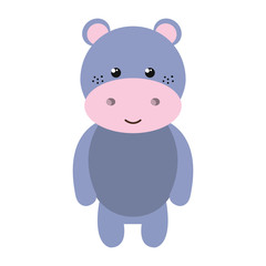 cute little hippo animal character vector illustration design