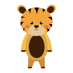 cute little tigger animal character vector illustration design