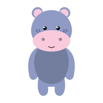 cute little hippo animal character vector illustration design