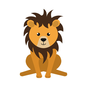 cute little lion animal character vector illustration design