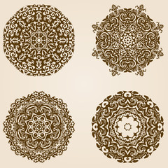 Geometric abstract patterns, kaleidoscope ornaments