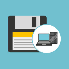 backup floppy laptop data server vector illustration eps 10