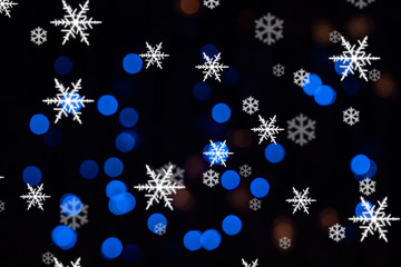 Christmas background with snowflakes and Christmas lights