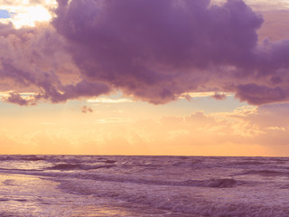 Naklejka na ściany i meble Beatiful sunset with clouds over the Baltic sea