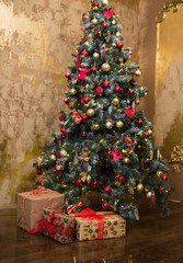 Christmas decorations, Christmas tree, gifts, new year