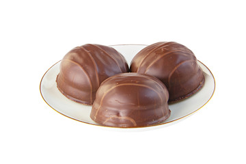 delicious fresh French souffle on white background