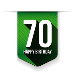 Seventy years happy birthday ribbon