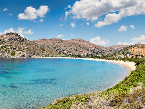 The bay of Fellos in Andros island, Greece