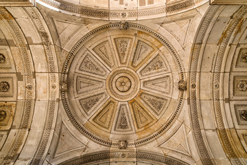 Decorativ Sandsotne ceiling of an entrance portal of the Zwinger in Dresden, Germany.