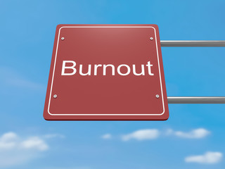 Obraz premium Red Road Sign Burnout Against A Cloudy Sky, 3d illustration