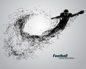 Fototapeta na wymiar silhouette of a football player from particle. Rugby. American footballer