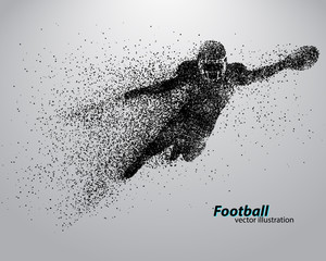 silhouette of a football player from particle. Rugby. American footballer © matrosovv
