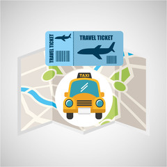 airline ticket map travel taxi cab vector illustration eps 10