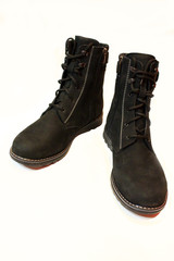 black men's winter boots isolated