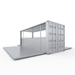 20 Ft. container converted to mobile trade point.